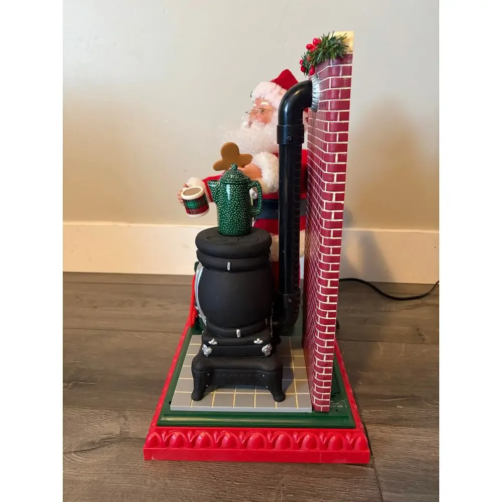 VTG Boxed Holiday Creations Animated Musical Lighted Santa Pot Belly Stove Works